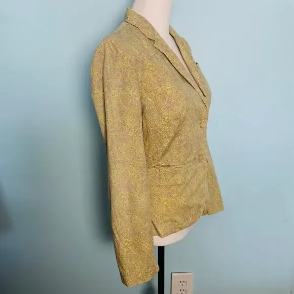J. Crew Collection Liberty Yellow Floral Cotton Blazer Size 6 - Picture 3 of 7